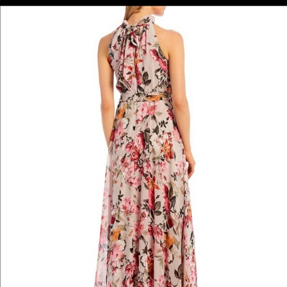 Eliza J Floral Halter Dress Pleated Floral Halter Eliza J Floral Chiffon  Dress Halter